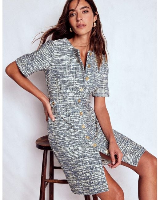 Boden Blue Textured Tab Short Dress