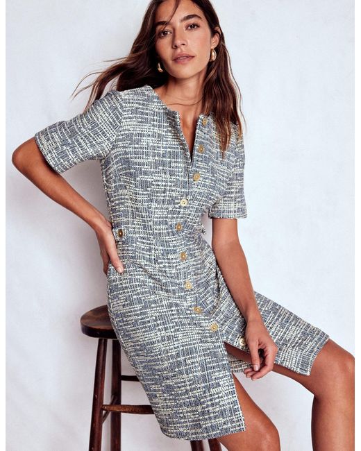 Boden Gray Textured Tab Short Dress