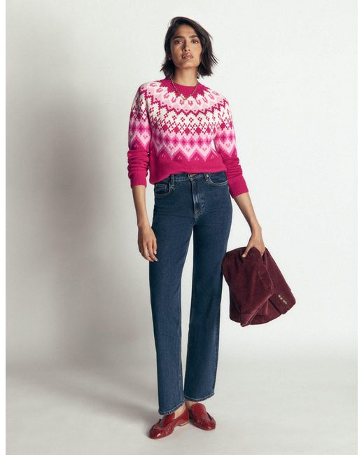 Boden Red Mae Fair Isle Knitted Sweater