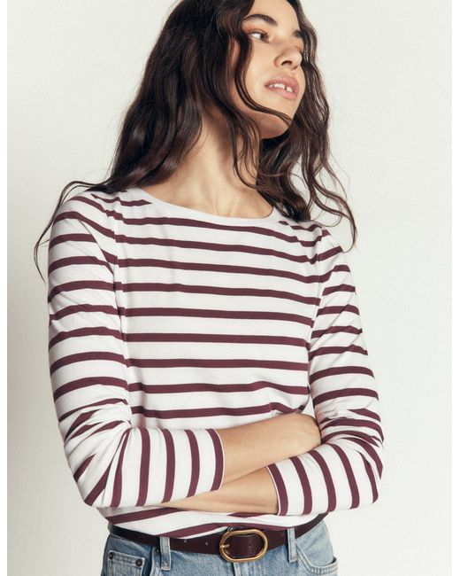 Boden Brown Olivia Long Sleeve Breton Top