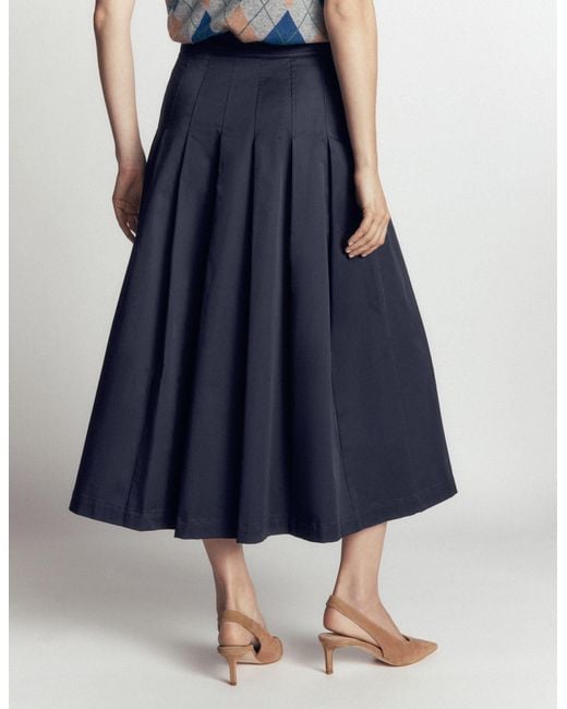 Boden Blue Aya Cotton Sateen Midi Skirt