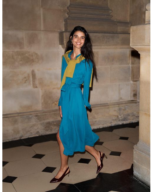 Boden Blue Kate Pleated Shirt Dress