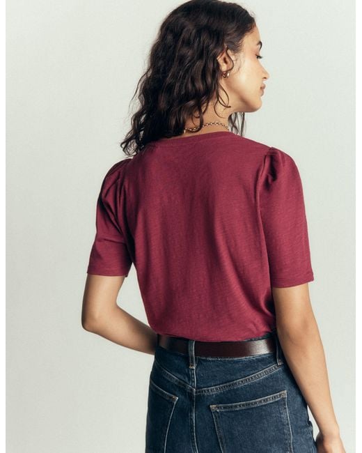 Boden Red Sophie Puff Sleeve T-Shirt
