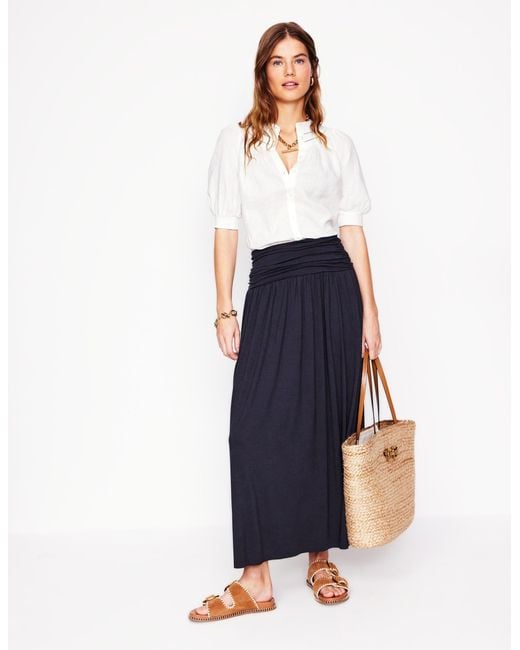 Boden Blue Rosaline Jersey Skirt, Petal Terrace
