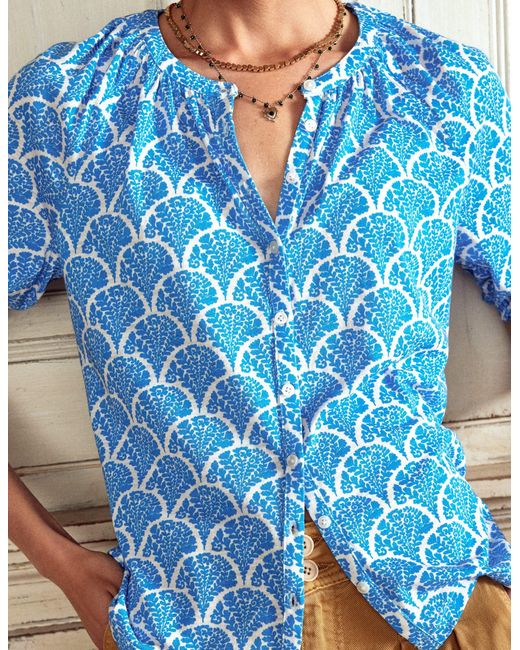 Boden Pink Isla Jersey Shirt-Cerulean, Blossomy