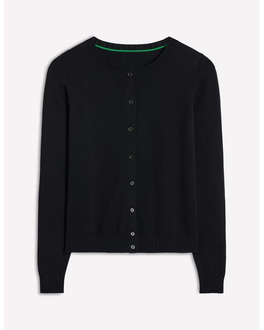 Boden Black Emilia Cotton Crew Cardigan