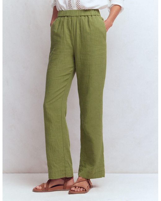 Boden Green Pull On Double Cloth Trousers