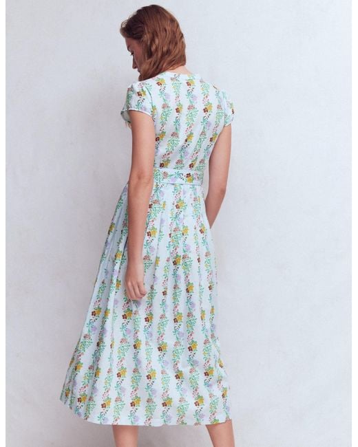 Boden Blue Arabella Linen Blend Dress