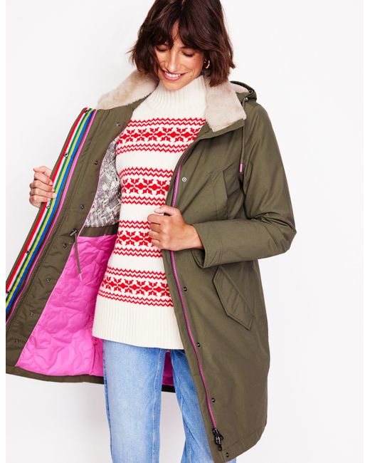 Boden Green Fauxfur Hood Parkakhaki