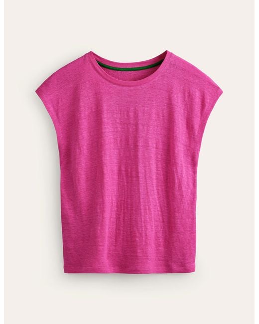 Boden Pink Louisa Crew Neck Linen T-shirt