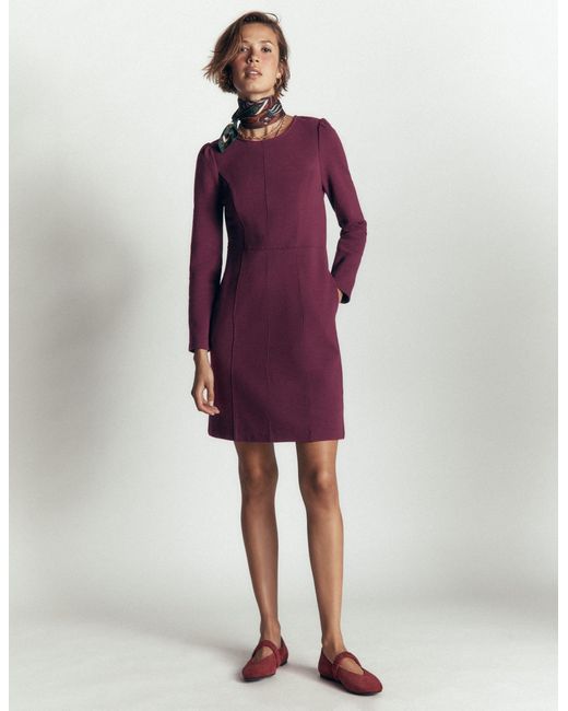 Boden Purple Marla Seamed Ottoman Dress