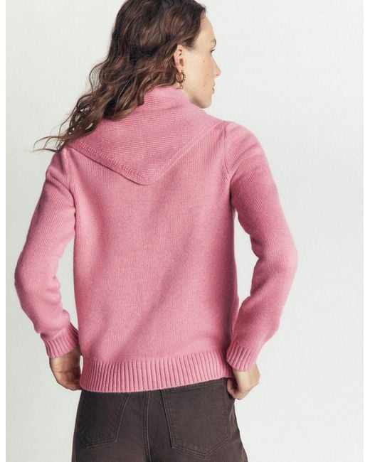 Boden Pink Lydia Tie Neck Knit Cardigan