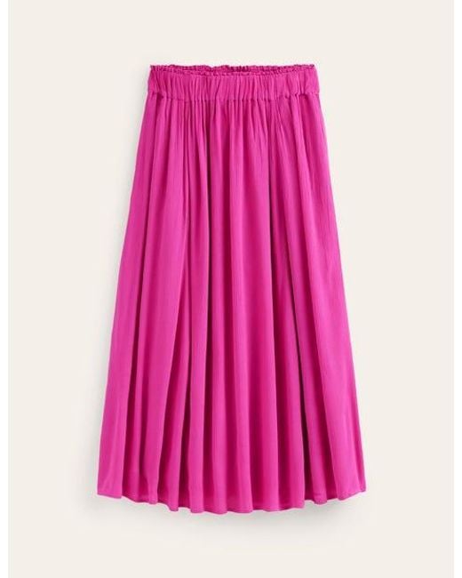 Boden Pink Crinkle Midi Skirt