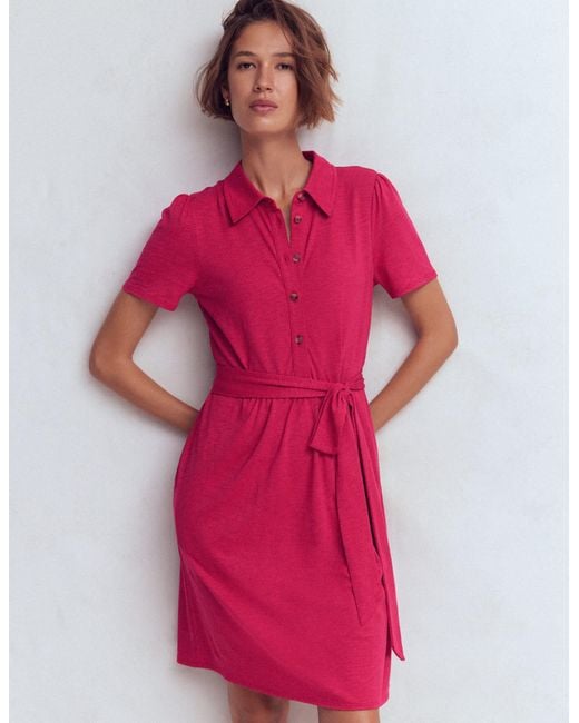 Boden Red Patti Short Jersey Shirt Dress
