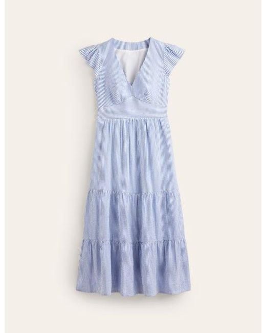 Boden Blue May Cotton Midi Tea Dress