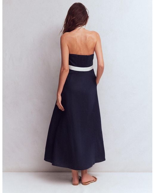 Boden Blue Eva Linen Blend Maxi Dress
