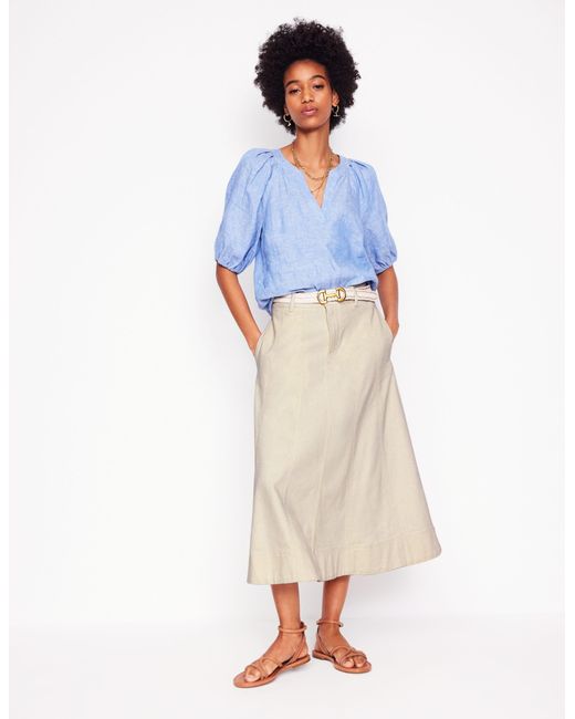 Boden Blue Ausgestellter Jeansrock Mit Bahnendesign