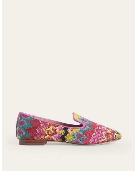 Boden Multicolor Tapestry Embroidered Loafers Multi, Textured Ikat