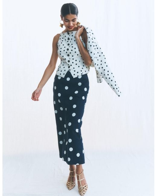 Boden Multicolor Square Neck Linen Waistcoat
