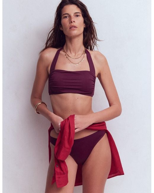 Boden Red Kythira Ruched Bikini Top