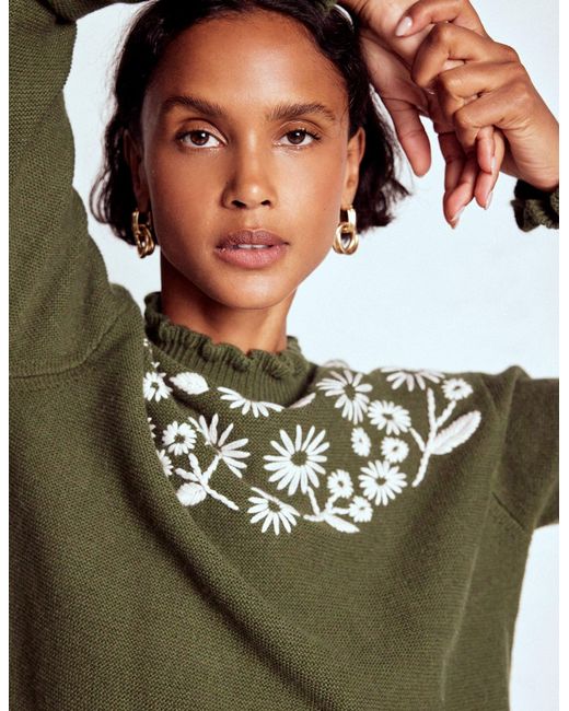 Boden Embroidered Frill Jumper Lyst UK