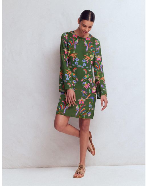 Boden Green Flared Sleeve Shift Dress