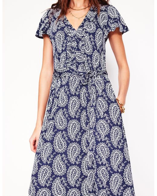 Boden Nicola Jersey Tea Dress-French, Paisley Heart in Blue | Lyst UK