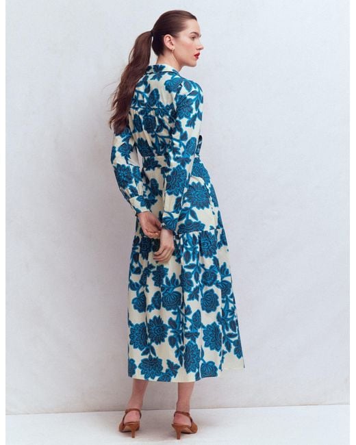 Boden Blue Ellie Cotton Maxi Shirt Dress