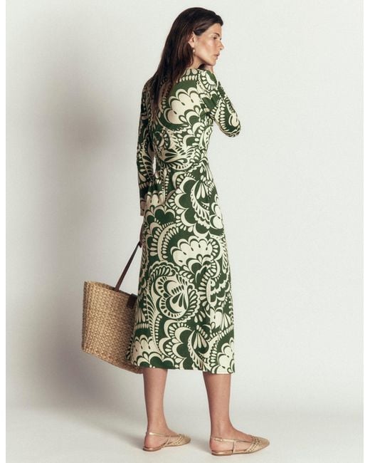 Boden Green Honor Column Jersey Midi Dress