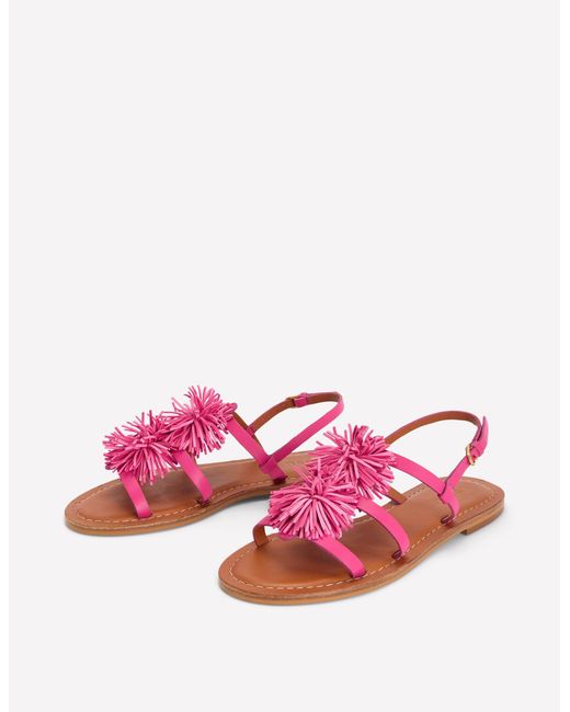 Boden Pink Pom Pom Flat Sandals