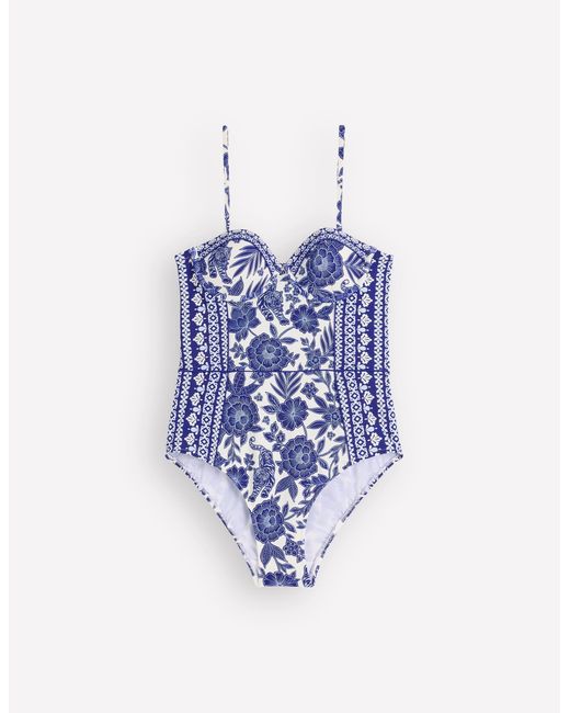 Boden Blue Panel Underwire Swimsuit