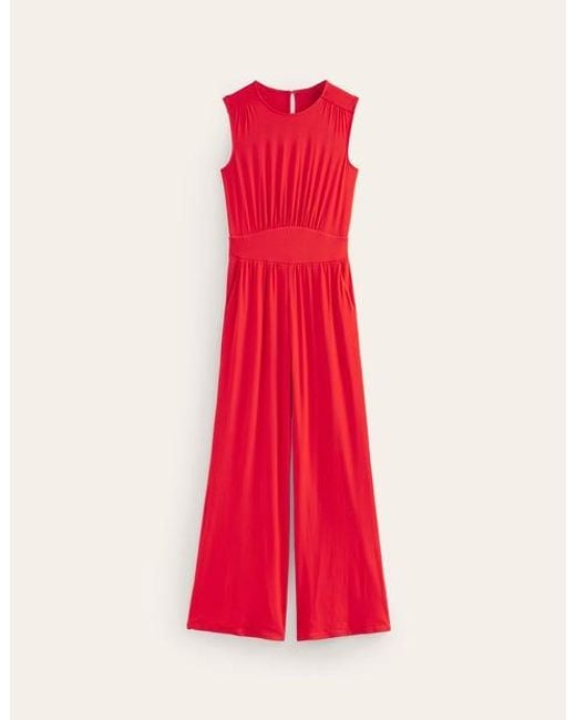 Boden Red Thea Jersey Jumpsuit