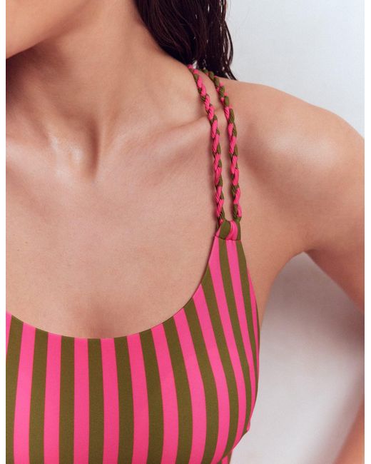 Boden Green Twist Strap Swimsuit