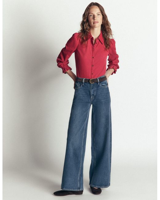 Boden Red Smock Shoulder Cord Top