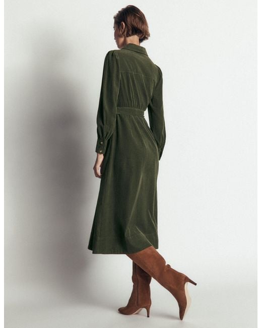 Boden Green Maeve Cord Midi Shirt Dress