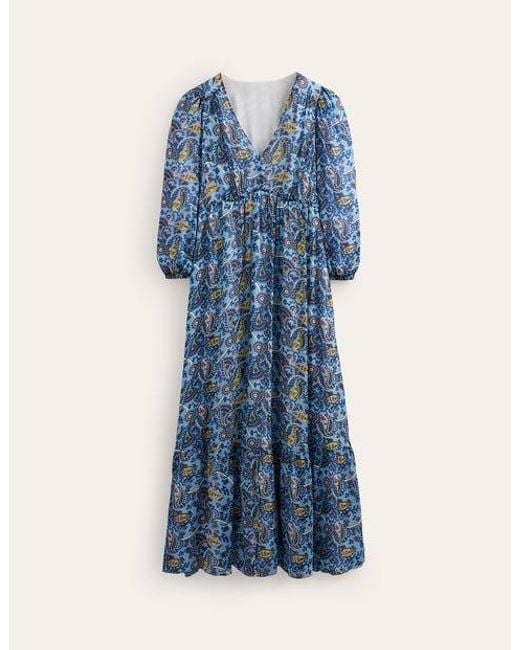 chinese dress ladies High Neck Lace Dress-Blue