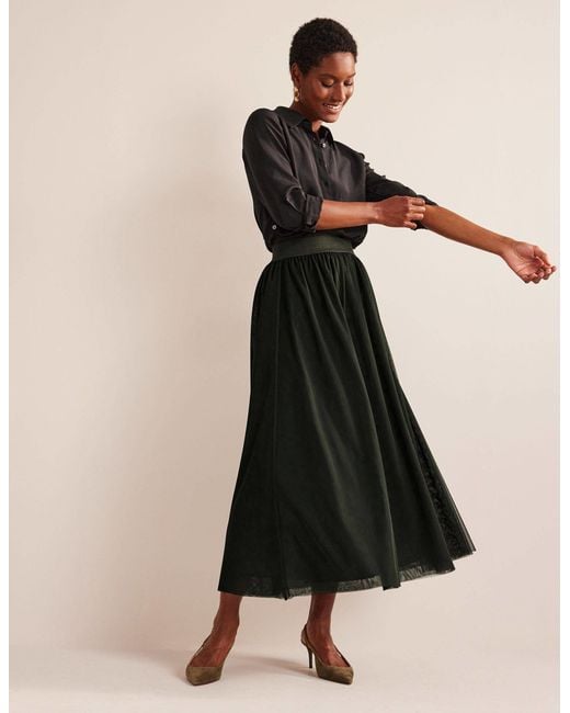 Boden Black Tulle Full Midi Skirtkhaki