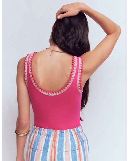 Boden Red Maddie Trim Detail Vest Top