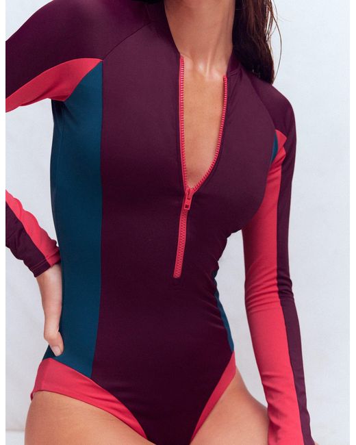 Boden Purple Rash Guard Swimsuit