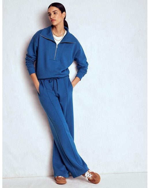 Boden Blue Panelled Half-Zip Sweatshirt