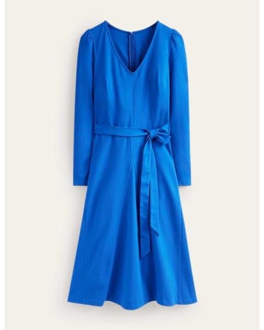 Boden Blue Fit And Flare Godet Dress