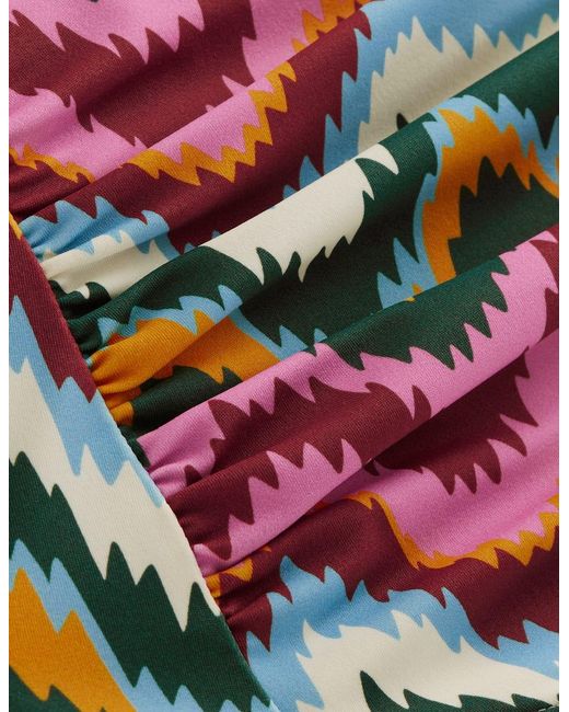 Boden Brown Kythira Ruched Bikini Bottoms-Multi, Zig Zag Wave