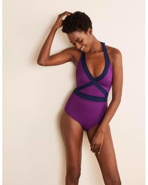 Boden Kefalonia Halterneck Swimsuit Purple | Lyst UK