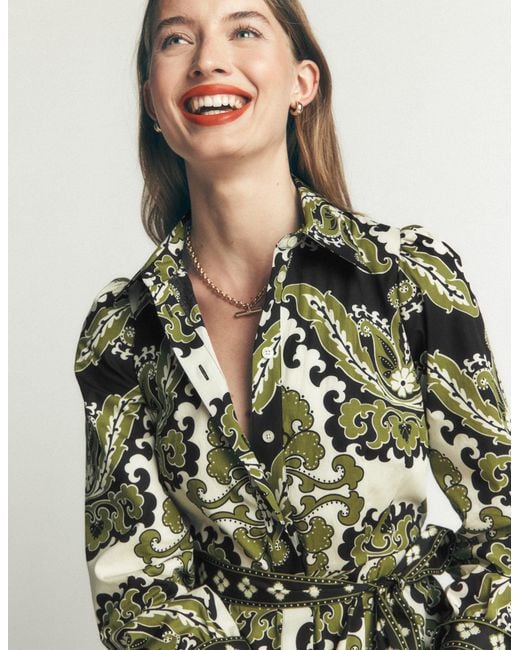 Boden Green Maeve Cotton Midi Shirt Dress