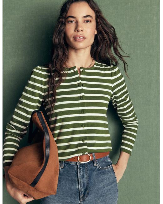 Boden Green Iris Puff Sleeve Mariner