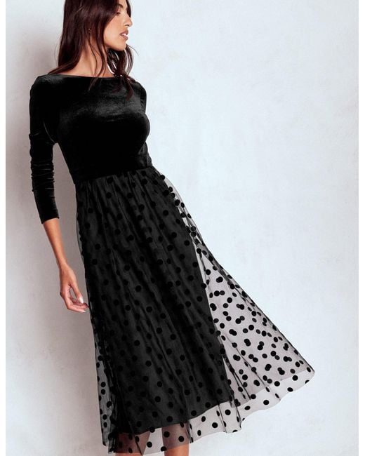 Boden Black Velvet Bodice Jersey Dress