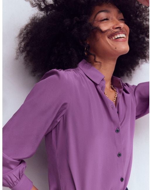 Boden Purple Sara Silk Shirt