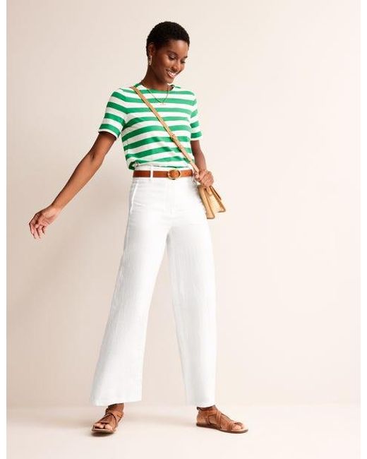 Boden White Westbourne Linen Trousers