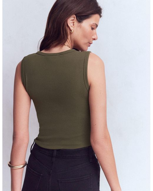 Boden Green Crew Neck Henley Top Vest