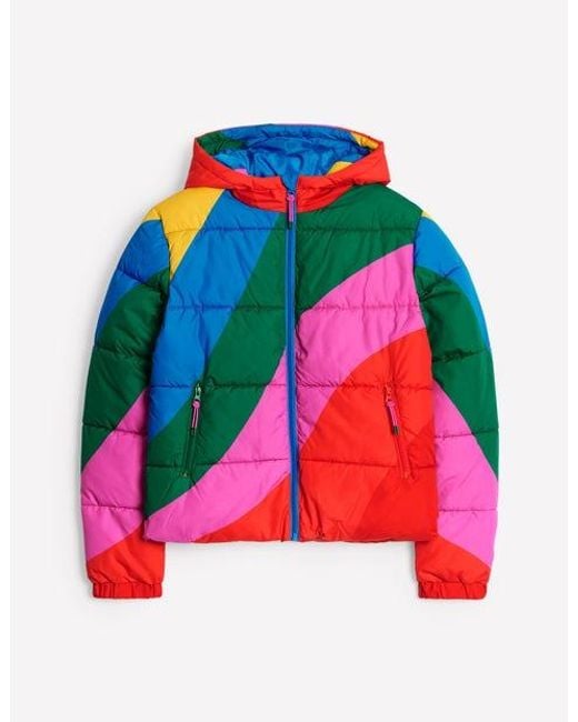 Boden Red Hooded Puffer Coat Multi